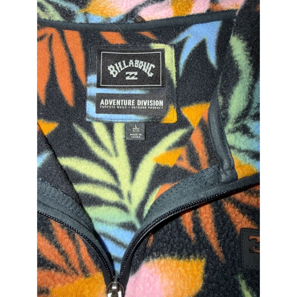 Billabong Fleece Pullover Women L Multicolor Tropical Adventure Division Zip - Picture 3 of 3